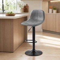 STILVORA Set of 2 Bar Stools with Swivel & Adjustable Height Grey