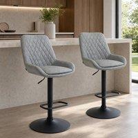 STILVORA Set of 2 Bar Stools with Adjustable Height & Swivel in Light Grey