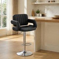 STILVORA Set of 2 Adjustable Swivel Bar Stools with Armrests in Black