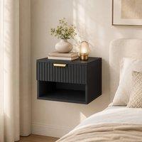 STILVORA Wall Mounted Bedside Cabinets Set of 2 with Drawer in Black