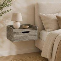 STILVORA Set of 2 Wall Mounted Bedside Tables with Drawer in Grey