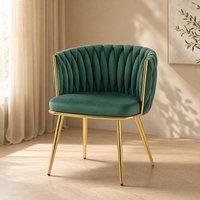 STILVORA Dining Chair Set of 2 with Knot Design & Metal Legs in Green