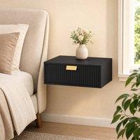 STILVORA Floating Bedside Table Set of 2 with Drawer, Black