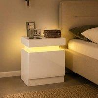 STILVORA Bedside Table Set with LED Light & 2 Drawers in White