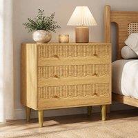 STILVORA Oak 3 Drawer Chest of Drawers with Steel Legs in Light Oak