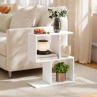STILVORA Side Table with Storage Shelves, White