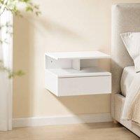 STILVORA Set of 2 Bedside Tables with Drawer & Shelf White