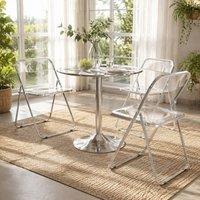 STILVORA Set of 4 Folding Chairs with Transparent Seats in Clear