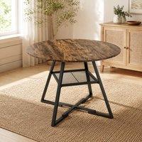 STILVORA Round Dining Table for 4 with Storage Shelf in Dark Brown