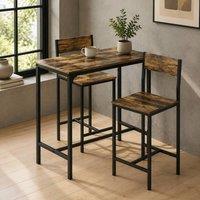 STILVORA Bar Table Set with 2 Stools in Dark Brown