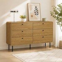 STILVORA Chest of Drawers with 6 Drawers & Oak Finish in Light Oak