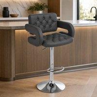STILVORA Adjustable Grey Bar Stool with Back, Armrests & Footrest