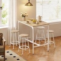 STILVORA 5 Piece Dining Set with Bar Table & 4 Stools in Natural