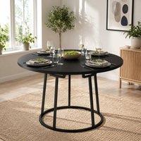 STILVORA Round Dining Table for 4-6 with Black Metal Base