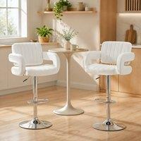 STILVORA White Swivel Bar Stools Set of 2 with Armrests