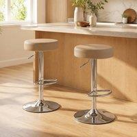 STILVORA Set of 2 Brown Height Adjustable Bar Stools with Swivel