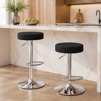 STILVORA Set of 2 Bar Stools with Adjustable Height & Swivel in Black