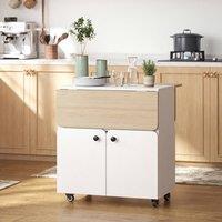 STILVORA Folding Dining Table with Storage & Wheels in White
