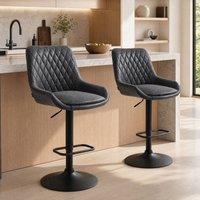 STILVORA Set of 2 Bar Stools with Adjustable Height, Black
