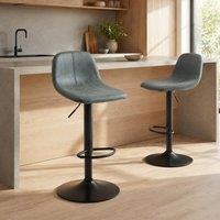 STILVORA Set of 2 Adjustable Swivel Bar Stools with Footrest in Green