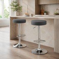 STILVORA Set of 2 Grey Bar Stools with Swivel & Gas Lift