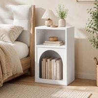STILVORA Bedside Table with 2 Open Compartments in White