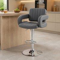 STILVORA Set of 2 Bar Stools with Swivel & Adjustable Height in Grey