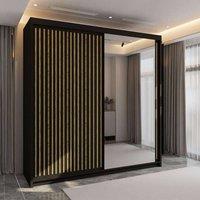 Sliding Wardrobes 4U Ronni Sliding Mirror Door Wardrobe W203cm x H217cm in Black