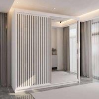 Sliding Wardrobes 4U Ronni Sliding Mirror Door Wardrobe W203cm x H217cm in White