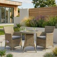 Royalcraft Wentworth Bistro Set - 70cm Round with 2 Carver Chairs in Beige