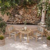 Royalcraft ROMA Bistro Set with Rope Stacking Chairs in Natural