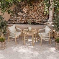 Royalcraft ROMA Bistro Set with Rope Lounge Dining Chairs in Natural