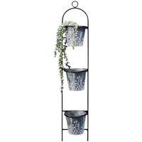 Four Candle Three Tier Meadow Wall Planter with 3 Pots 113cm in Grey