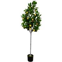Four Candle Artificial Lemon Tree Large 155cm Potted Faux Plant in Green