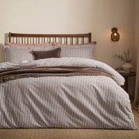 Yard Hebden Striped 100% Cotton Duvet Cover Set in Chocolate | Size: Super King
