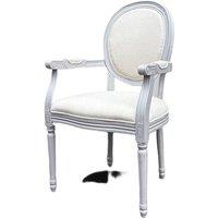 Minster Frame Linen Fabric Louis Dining Chair - L52 x W45 x H94 cm - Grey