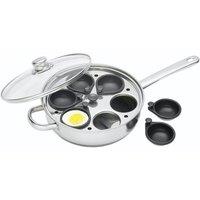 KitchenCraft Stainless Steel Six Hole Egg Poacher 28cm (11), Gift Boxed in Mid Grey