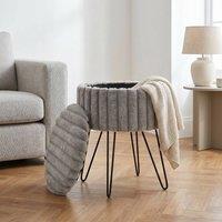 GAVENO CAVAILIA Ribbed Hairpin Storage Stool in Grey