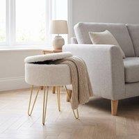 GAVENO CAVAILIA Ikat Faux Fur Storage Hairpin Stool in Natural