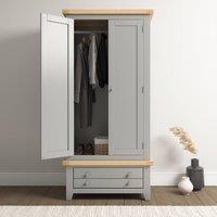 Seconique Windsor 2 Door 1 Drawer Wardrobe (Part Assembled) in Light Grey