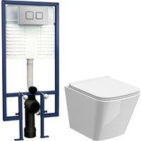 Balterley Faron Soft Square Wall Hung Toilet & Cistern with Plate, 325mm in White