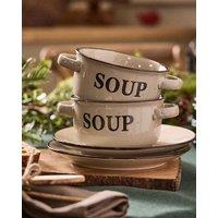 Dibor Set of 2 Classic Peppered Cream Soup Bowl & Bread Plate Sets | Size: 2 Pack