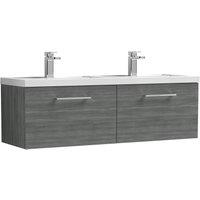 Balterley Level 1200mm Wall Hung 2 Drawer & Double Basin - Anthracite Woodgrain in Grey