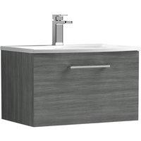 Balterley Bathroom 1 Soft Close Drawer Wall Hung Vanity, Anthracite, 600mm in Grey