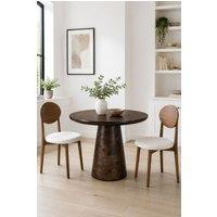 IH Design Natural Solid Dark Mango Wood Round Dining Table in Dark Brown