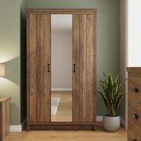 GFW Boston 3 Door Mirrored Wardrobe in Light Oak