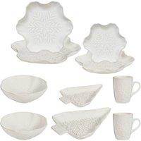 Dibor 10 Piece White Snowflake Christmas Dinner Set for 2 Person | Size: 10 Pack