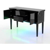 HOME LUXE INTERIOR Aura High Gloss Black Sideboard with LED Light, USB & Bluetooth 120cm