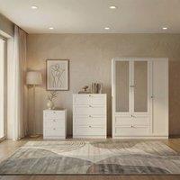 Home Discount Vida Designs Altino 3Pc Bedroom Set(3Dr Bedside, 4Dr Chest, Wardrobe) in White