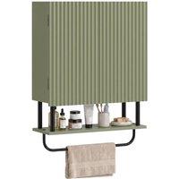 HOMCOM Modern Bathroom Wall Cabinet with 2 Wavy Doors in Green